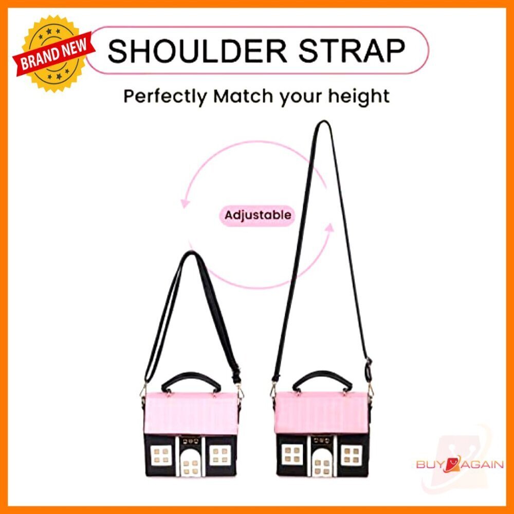 PU Leather Mini Shoulder Bag Crossbody Messenger Purse House Shaped Design - Picture 5 of 7